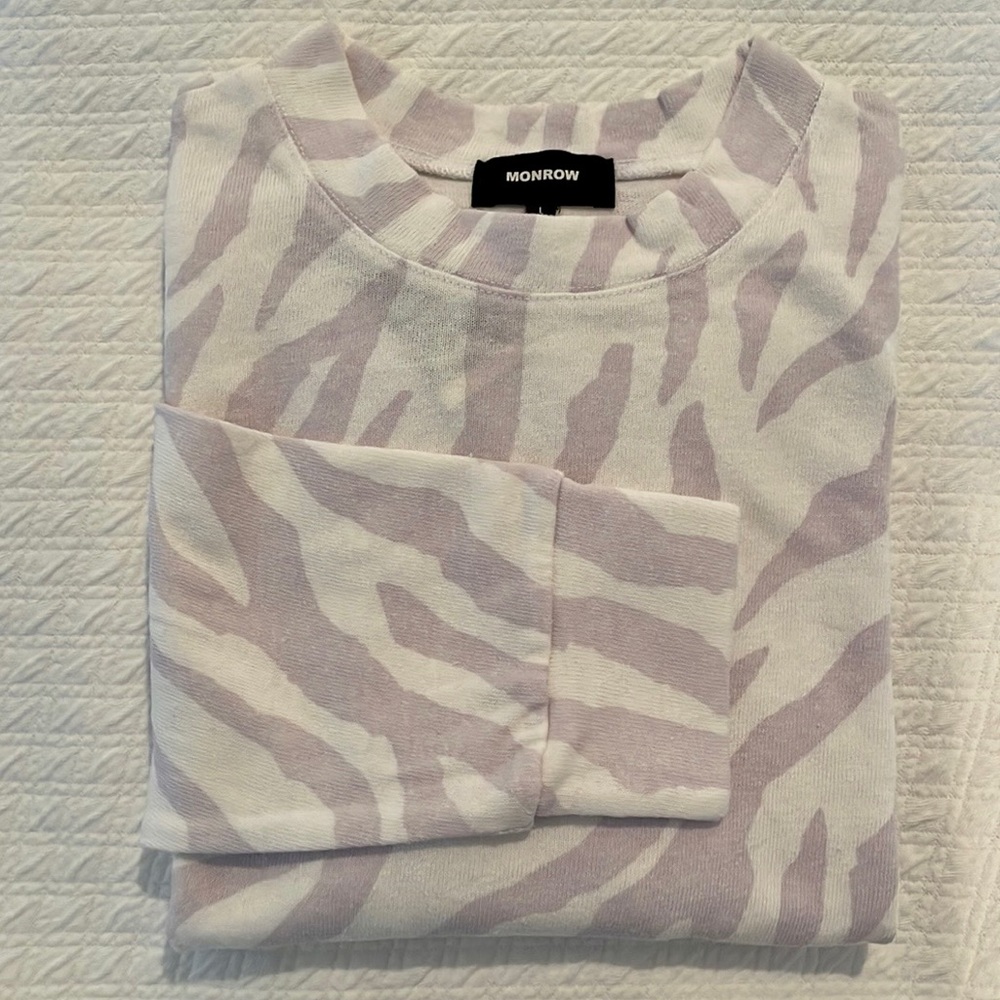NWT Monrow Sweatshirt in Lilac Animal Print